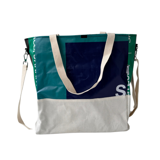 Canvas Banner Multi-pocket Tote